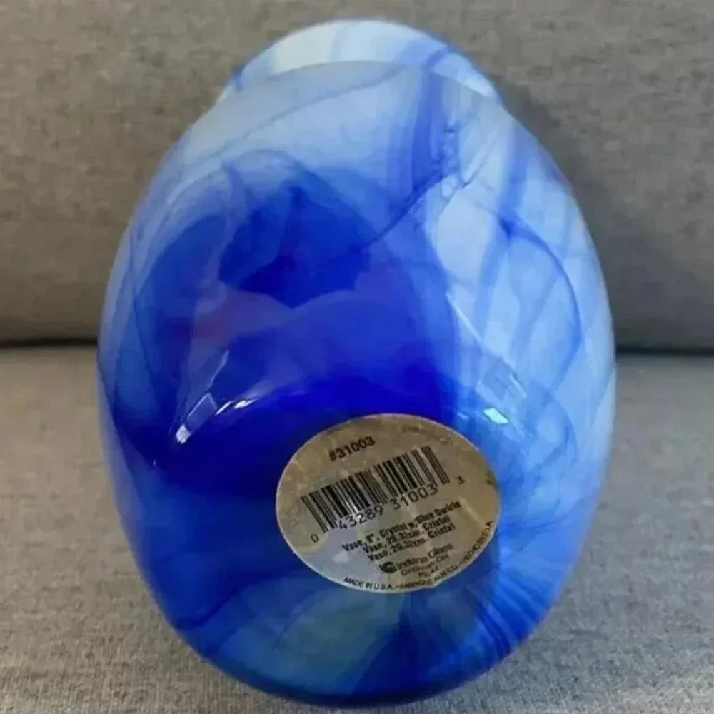 Blue & White Swirl Indiana Crystal 8